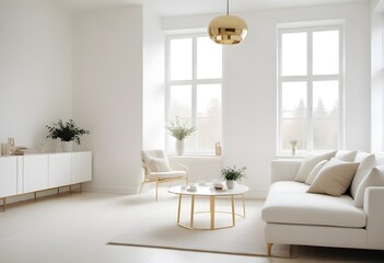 Fototapeta premium white and gold theme modern interior