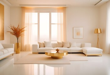 white and gold theme modern interior
