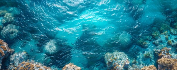 Fototapeta premium Clear blue water with coral formations