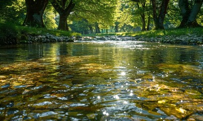 Clear river with reflections