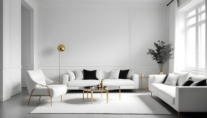white and gold theme modern interior