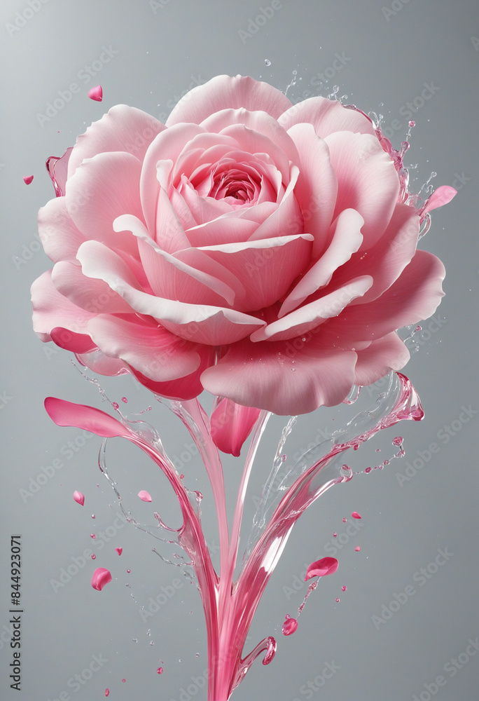 Poster abstract generative ai design overlay featuring pink floral patterns on a white background with copy