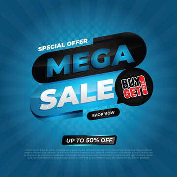 Promo Mega Sale Blue Theme, is Fully Vector Graphic, and ese it for your needs wisely