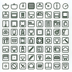 Minimalistic Icon Grid Showing Various Elements in a Modern and Uncluttered Style