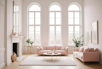 Fototapeta premium white and gold theme modern interior