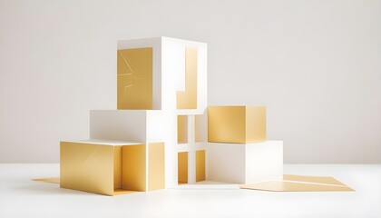 Fototapeta premium white and gold theme modern interior