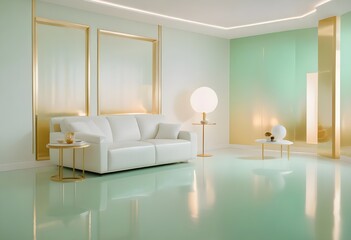 Fototapeta premium white and gold theme modern interior