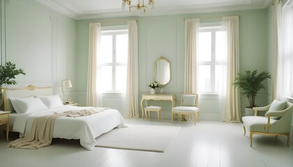 Fototapeta premium white and gold theme modern interior