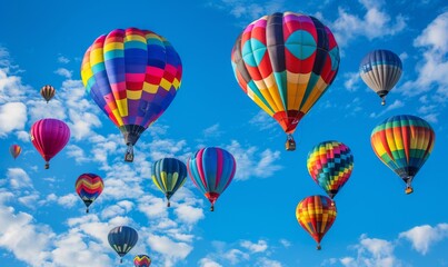 Fototapeta premium Colorful hot air balloons soaring in the sky