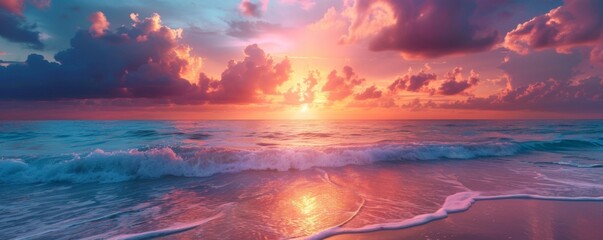 Colorful sunset over a tranquil beach