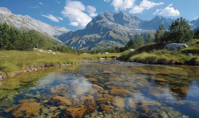 Fototapeta premium Crystal-clear mountain stream
