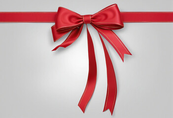 Elegant red bow ribbon against white background stands out in a luxurious photo studio setting