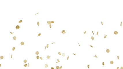 Jackpot or win concept. Coins explosion on isolated background.