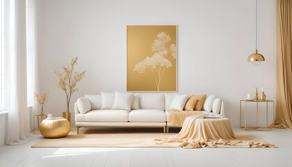white and gold theme modern interior