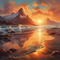 sunset over the mountains