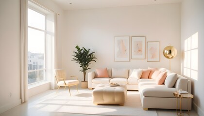 Fototapeta premium white and gold theme modern interior