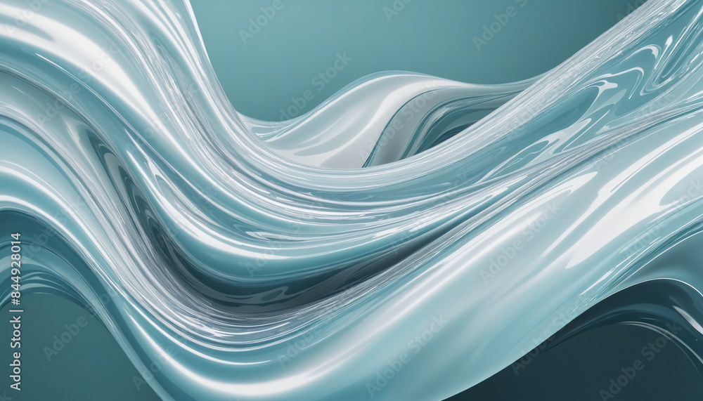 Poster generative ai creates stunning abstract 3d liquid flow design on white background with copy space