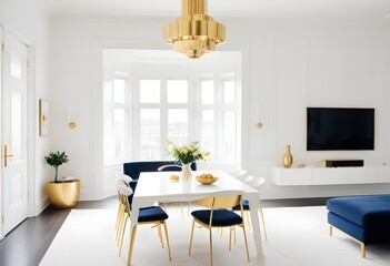white and gold theme modern interior