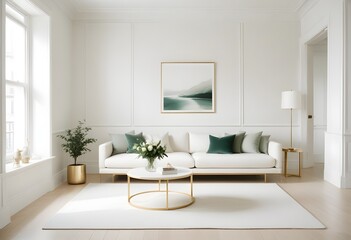 Fototapeta premium white and gold theme modern interior