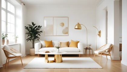 Fototapeta premium white and gold theme modern interior