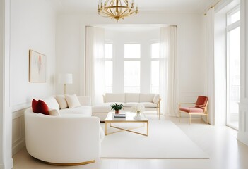 white and gold theme modern interior