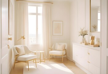 white and gold theme modern interior