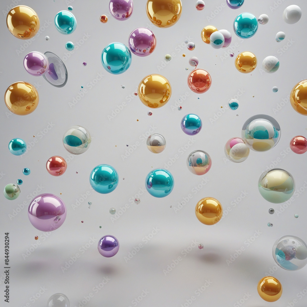 Poster an advanced ai generated collection of futuristic three-dimensional orbs, featuring vibrant colours 