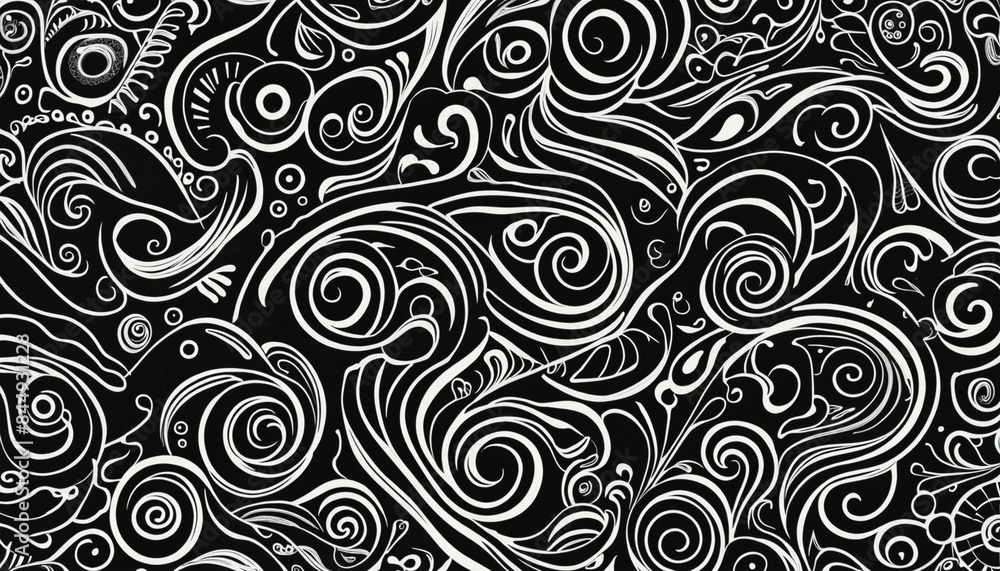 Poster abstract black and white continuous line art seamless pattern for modern and artistic design project