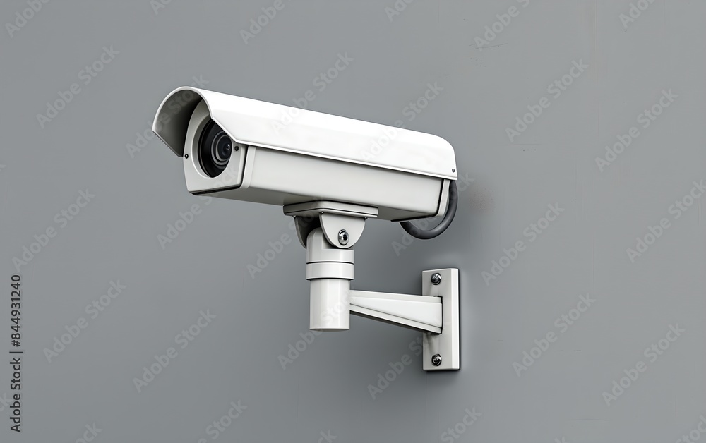 Aufkleber surveillance camera on gray background. surveillance and security system concept. artificial intelli