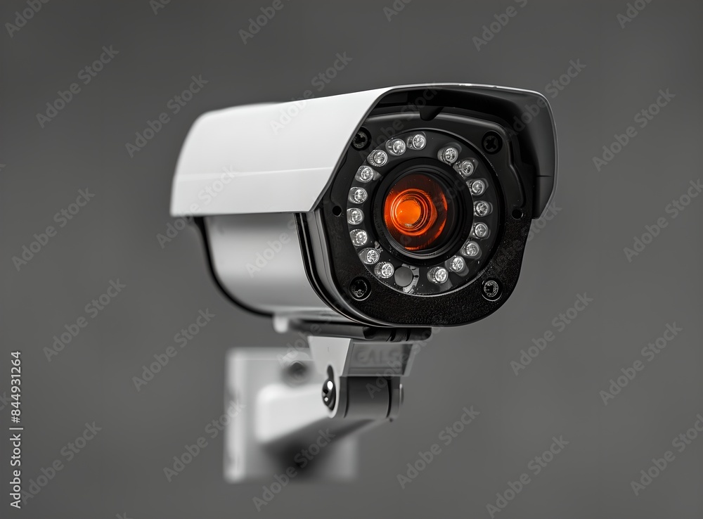 Aufkleber close-up of surveillance camera on gray background. surveillance and security system concept. artifi