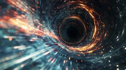 A black hole with bright sparks coming out of it, AI