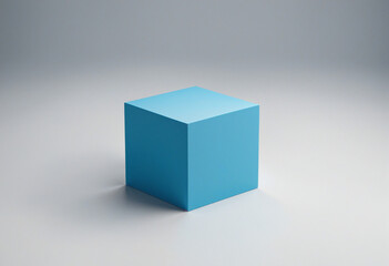 Fototapeta premium Simplistic geometric design in shades of blue with a three-dimensional cube shape