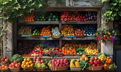 Fruit stand with colorful produce