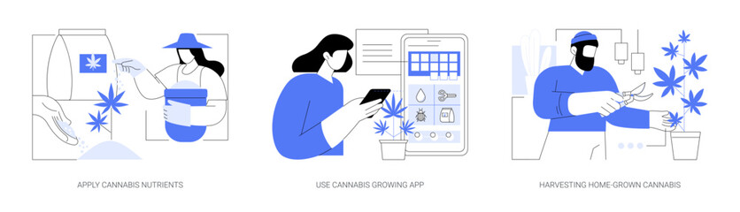 Growing cannabis at home isolated cartoon vector illustrations se