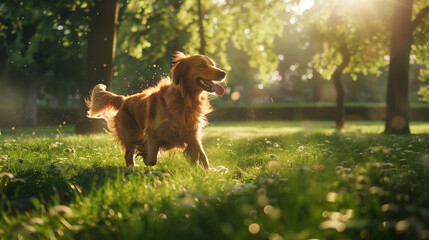 Detailed image of a dog joyfully playingfetch