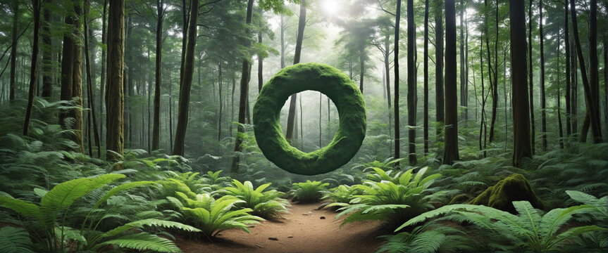 Breathe in the fresh air of an eco-friendly forest landscape, where the O2 molecule symbolizes pure oxygen for a healthier planet