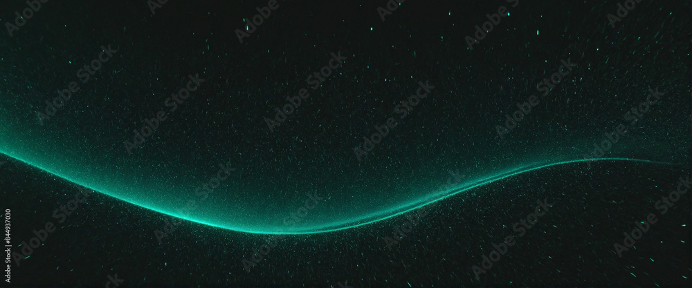 Poster vibrant blue and green abstract gradient on a dark and grainy background with glowing elements - per
