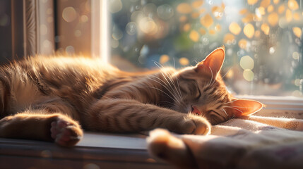 Cat joyfully jumping in a field of flowers