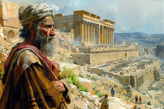Ezra Supervising Temple Reconstruction: Biblical Art Jerusalem Story