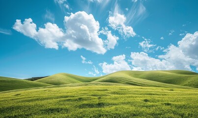 Fototapeta premium Rolling hills under a blue sky