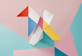 Modern Abstract Geometric Design: Three-Dimensional Graphic Illustration with Transparent Background