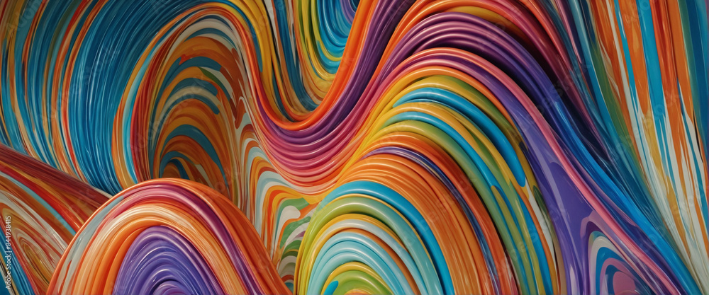 Poster modern abstract 3d design with colorful waves in a blue and purple gradient, isolated on a transpare