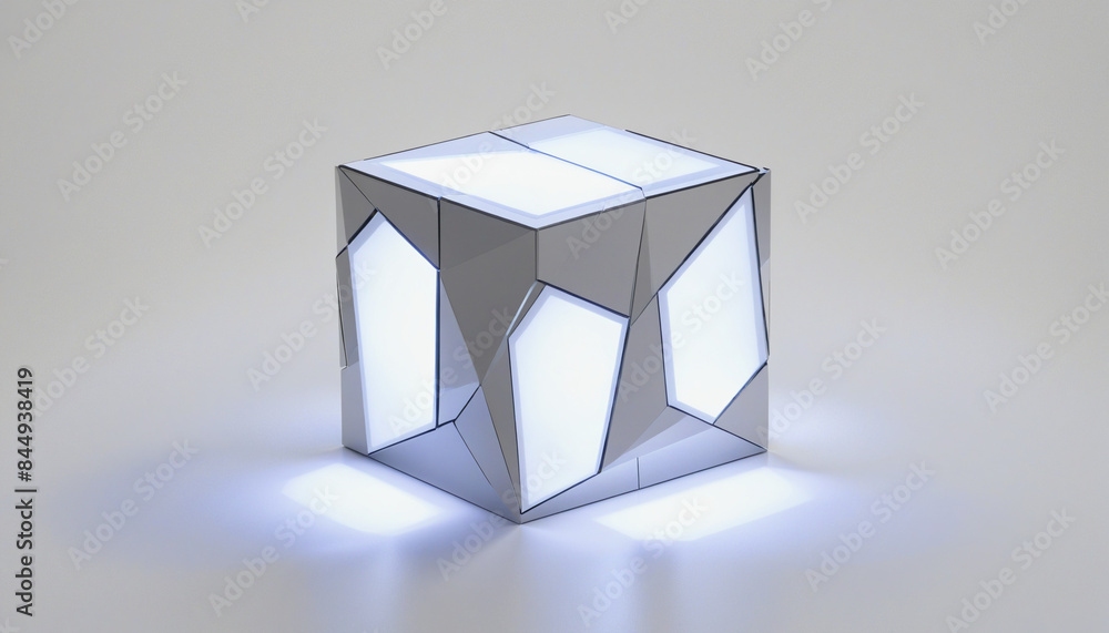 Poster minimalist cube design: three-dimensional abstract graphic render