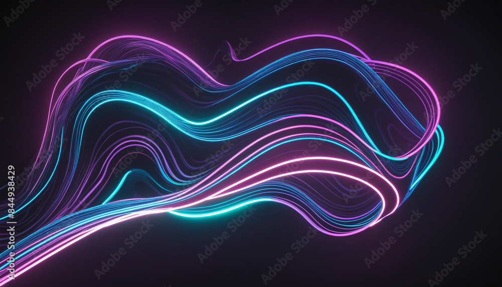 Poster 3d neon lines create a dynamic and futuristic abstract wallpaper with vibrant colors and a cyber aes