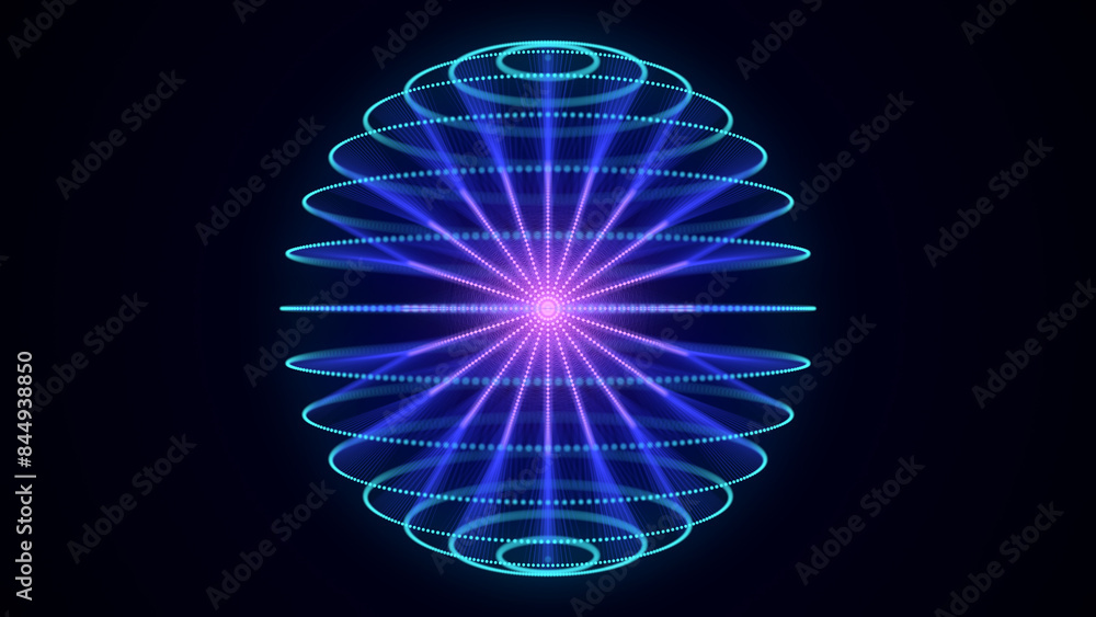 Poster blue sphere consisting of points and lines. modern wireframe elements. technology grid sphere. 3d re