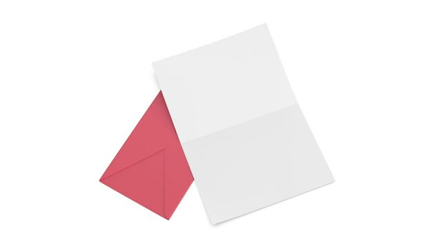 Red envelope and blank white paper on white background