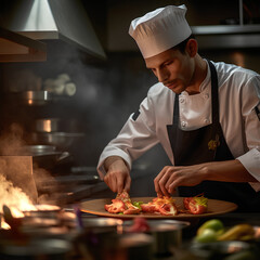 chef preparing food in restaurant