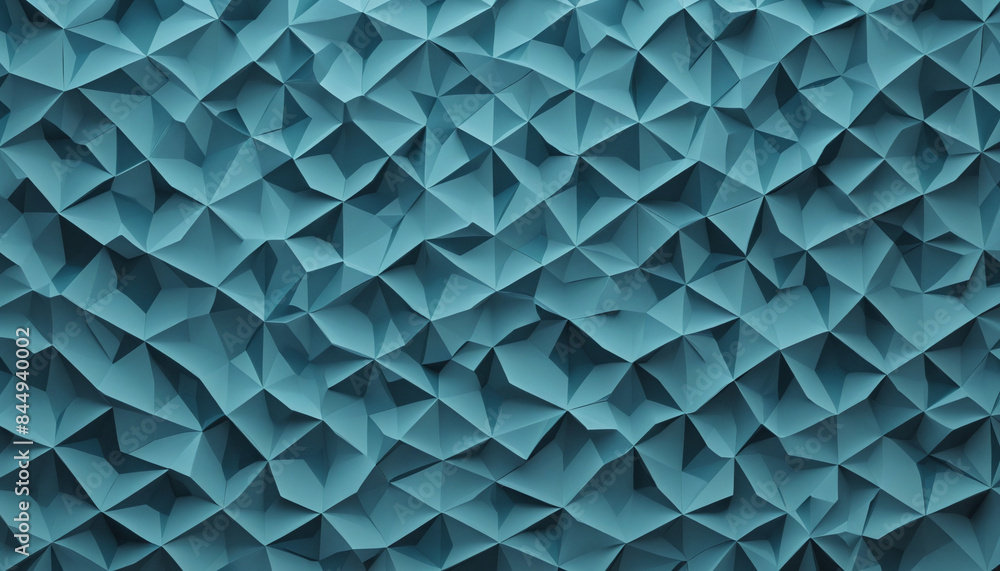 Poster minimalist 3d geometric design with a balance of negative space and precision in calming blue tones