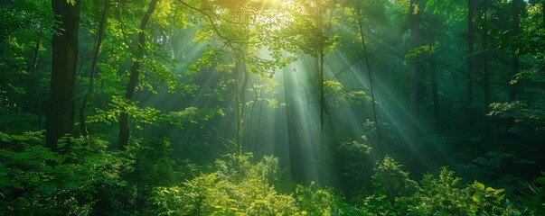Sunlight dappling through a forest canopy
