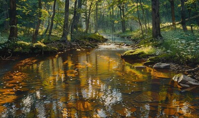 Fototapeta premium Sunlight on a clear stream